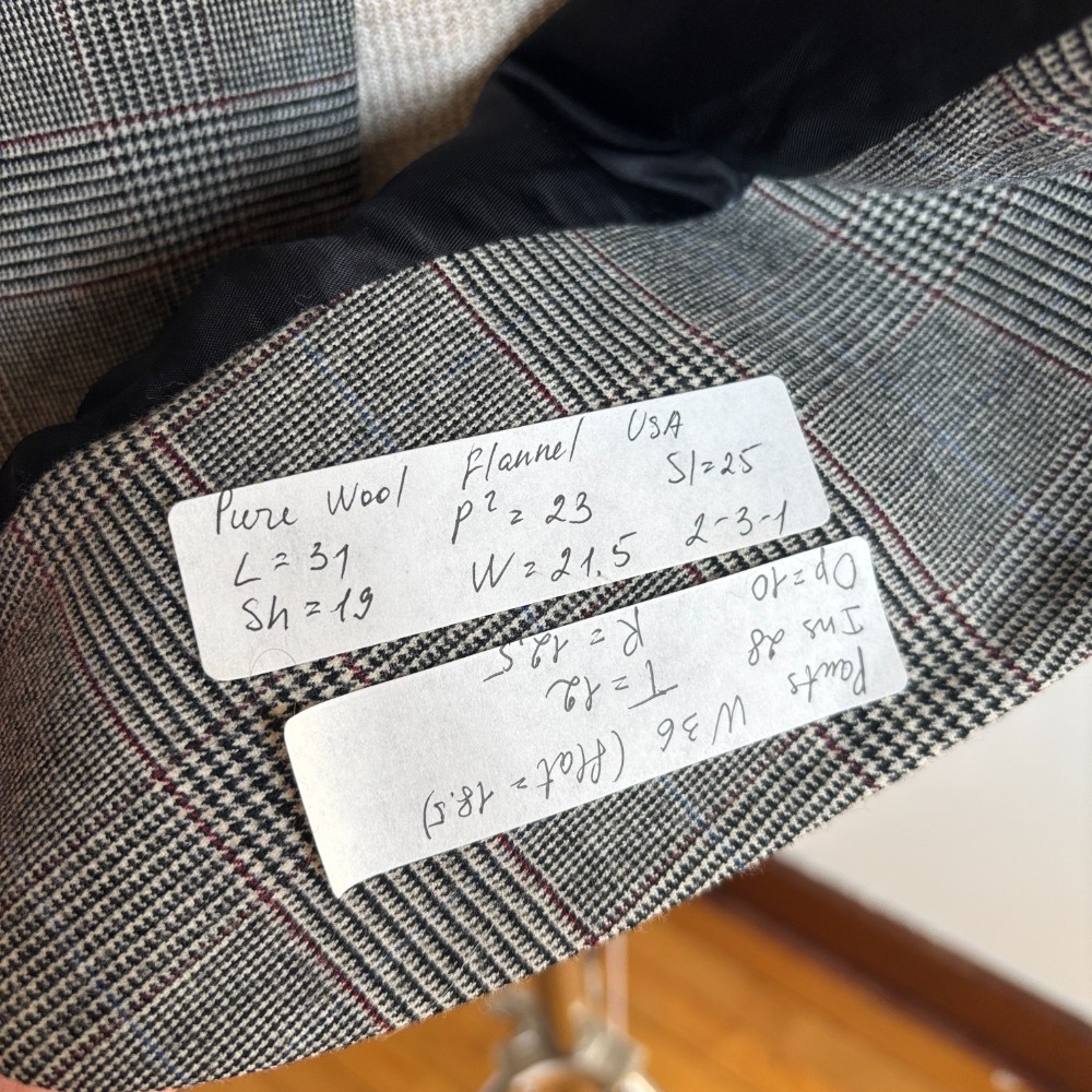 Cromwell Juster's Custom‎ Suit Sz 44-46 Windowpane Wool Two Button Blazer Jacket - Picture 6 of 16